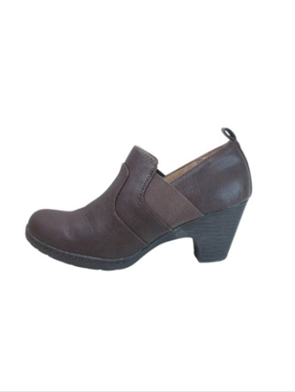 Croft & Barrow Heels Women's 7.5 Brown Faux Leather Pull-on Casual Shoes